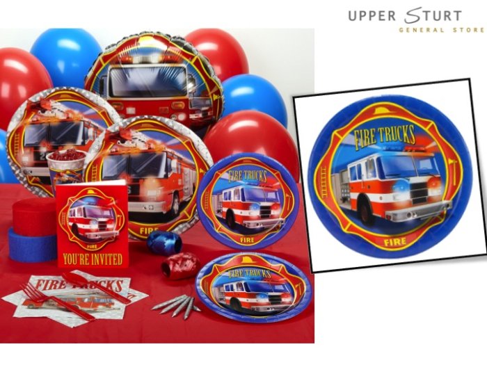Fire Trucks Dessert Plates - 8 Pack