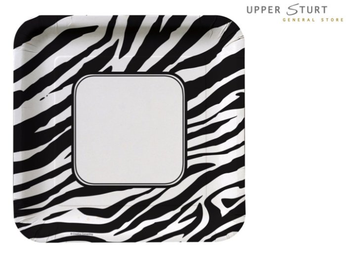 Zebra Deep Dish Square Dinner Plates - 8 Pack
