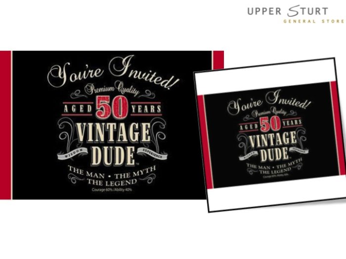 Vintage Dude 50th Birthday Invitations - 8 Pack