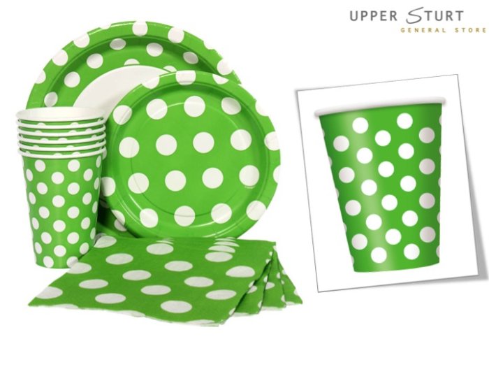 Green and White Dots 12 oz. Cups - 6 Pack