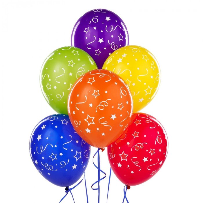 Stars, Dots and Confetti Latex Balloons - 6 Pack - Image 2
