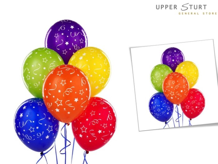 Stars, Dots and Confetti Latex Balloons - 6 Pack