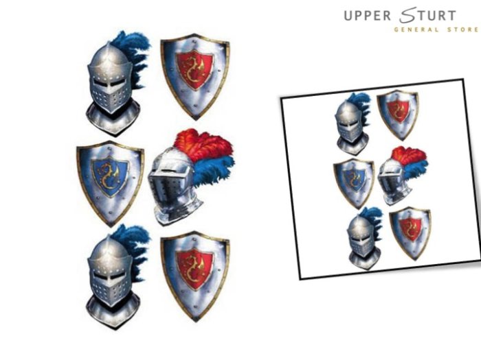 Valiant Knight Heraldry Tattoo Sheets - 6 Pack