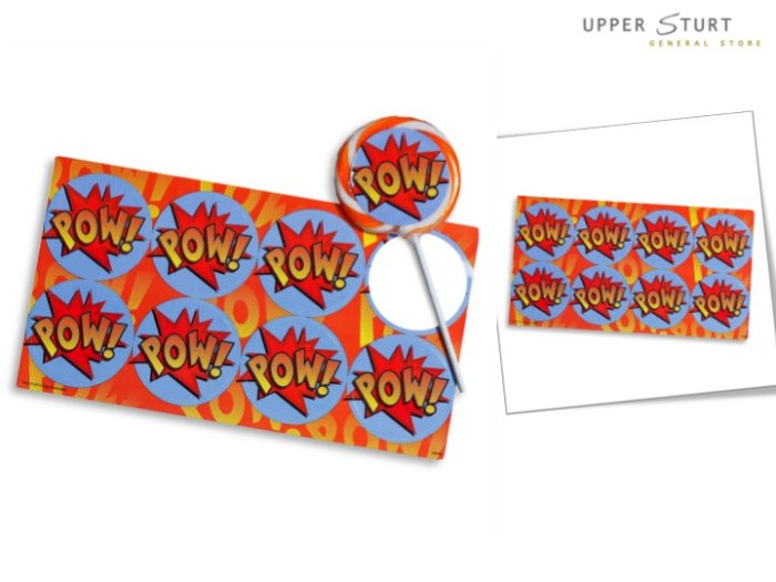 Super Hero Large Lollipop Sticker Sheet - 1 Sheet