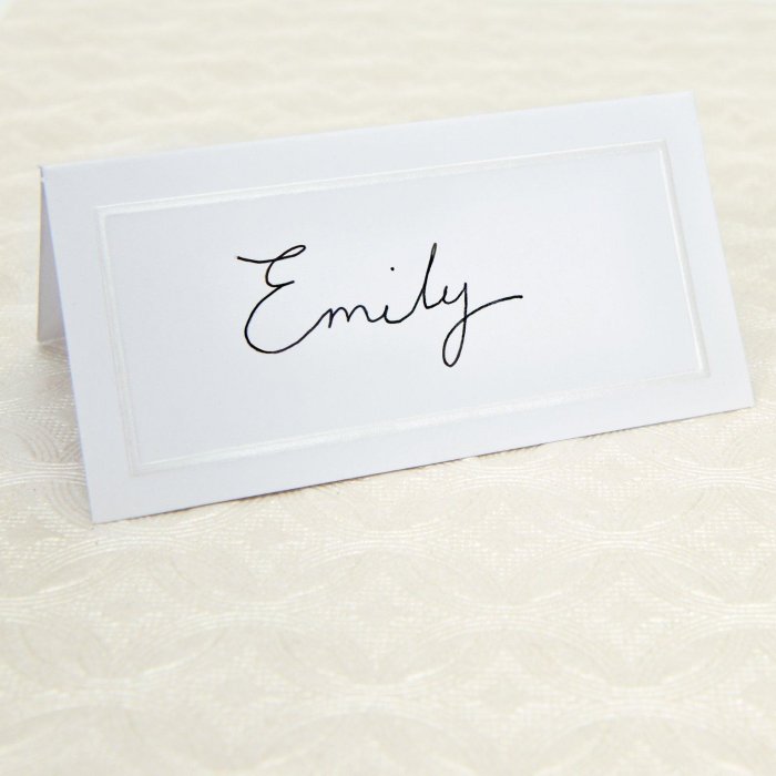White Pearlized Place Cards - 50 Pack - Image 2