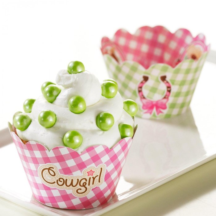 Pink Cowgirl Reversible Cupcake Wrappers - 12 Pack - Image 2