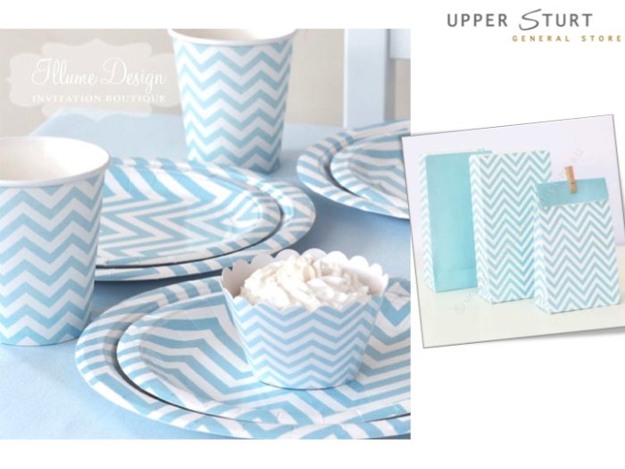 Chevron Blue Treat Bag - 12 Pack