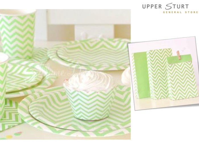 Chevron Green Treat Bag - 12 Pack
