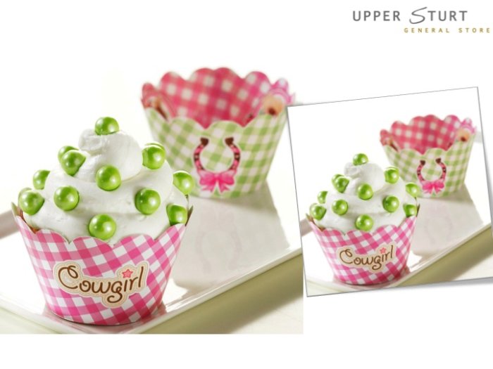 Pink Cowgirl Reversible Cupcake Wrappers - 12 Pack