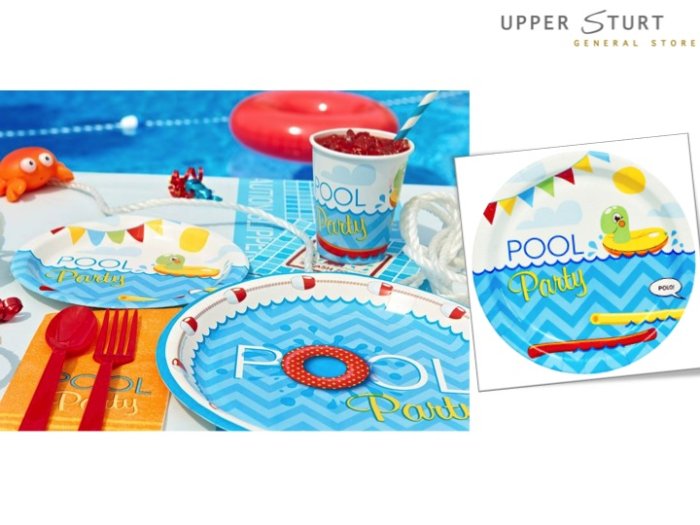 Splashin' Pool Party Dessert Plates - 8 Pack