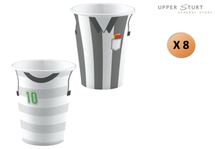 Soccer Kicker Cups 8 Pack 266mL Paper Birthday Party Supplies