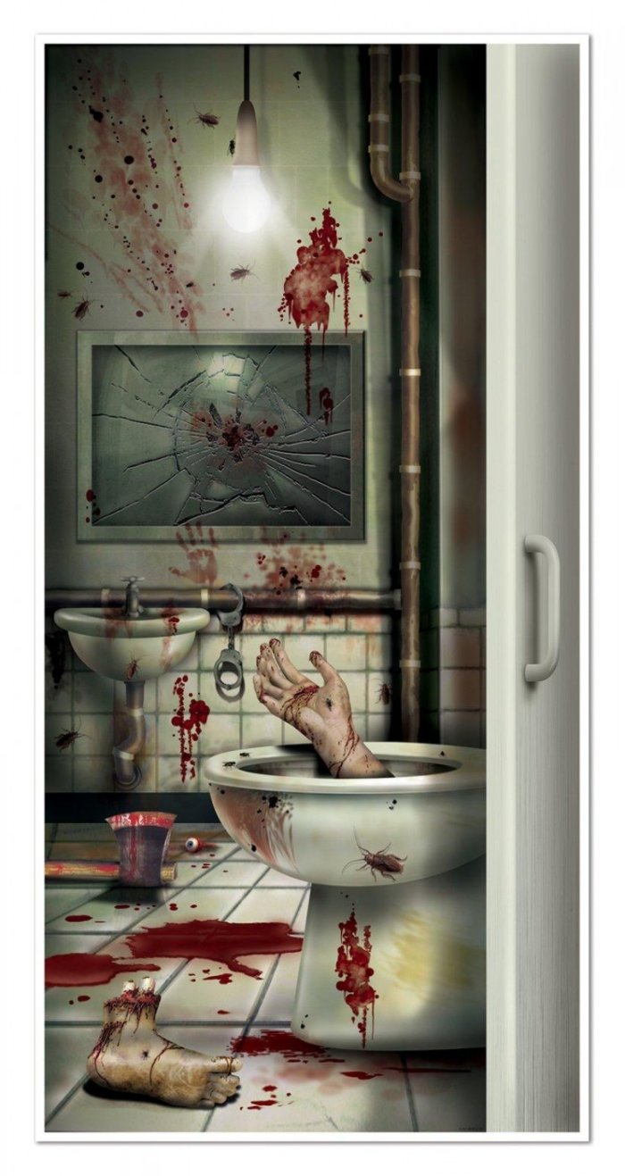 Halloween Creepy Crapper Restroom Door Cover - 1 Piece