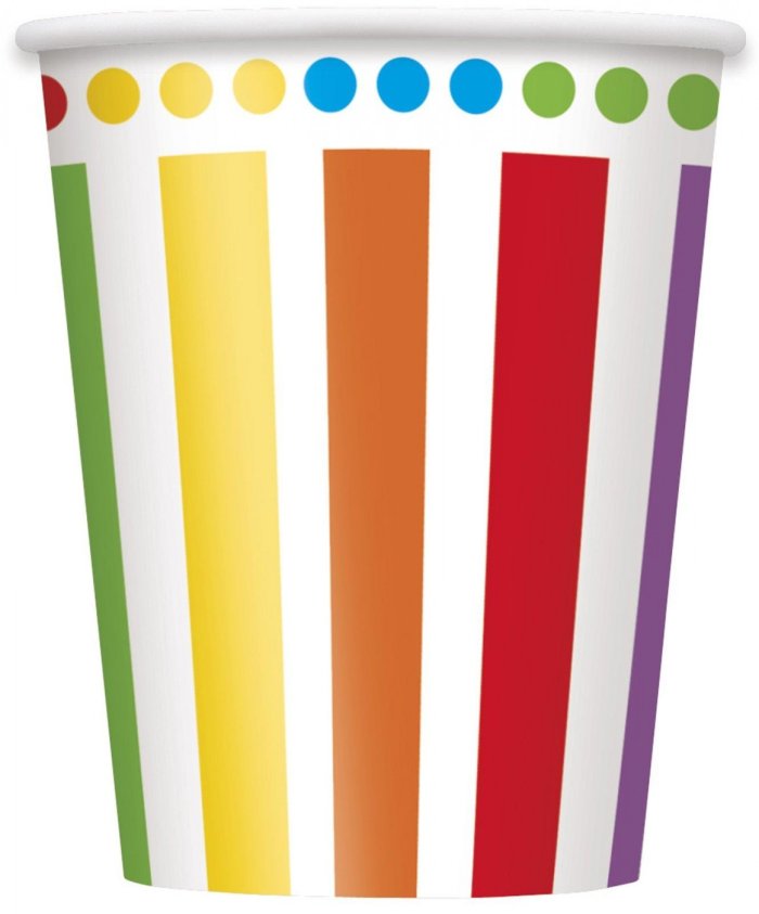 Rainbow Birthday Party 9 oz. Paper Cups - 8 Pack - Image 2
