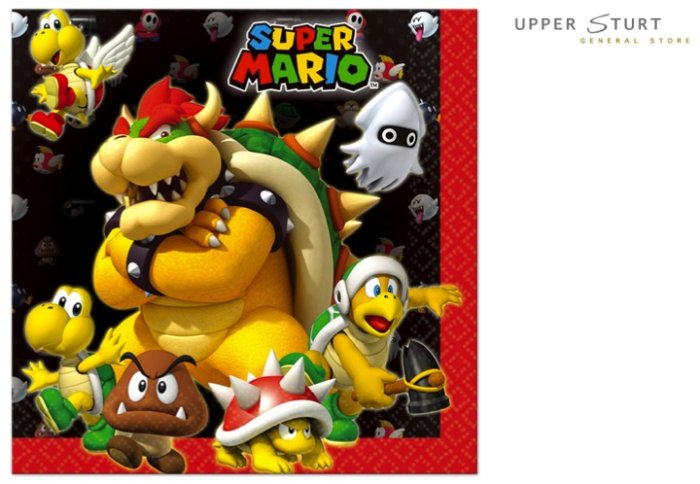 Super Mario Bros Lunch Napkins - 16 Pack