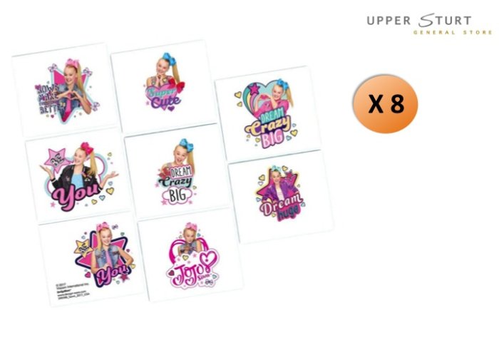 Jojo Siwa Tattoo Favours 8 Pack Favours Birthday Party Supplies