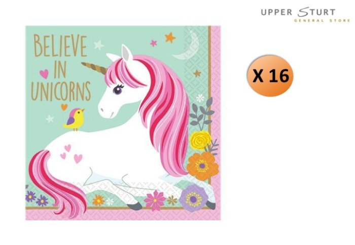 Magical Unicorn Beverage Napkins Birthday Party Supplies 16 Pack
