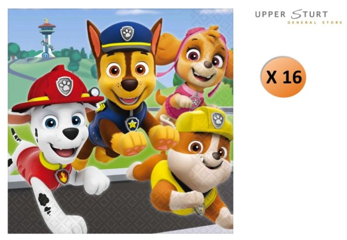 Paw Patrol Adventure Lunch Napkins 16 Pack Party Supplies