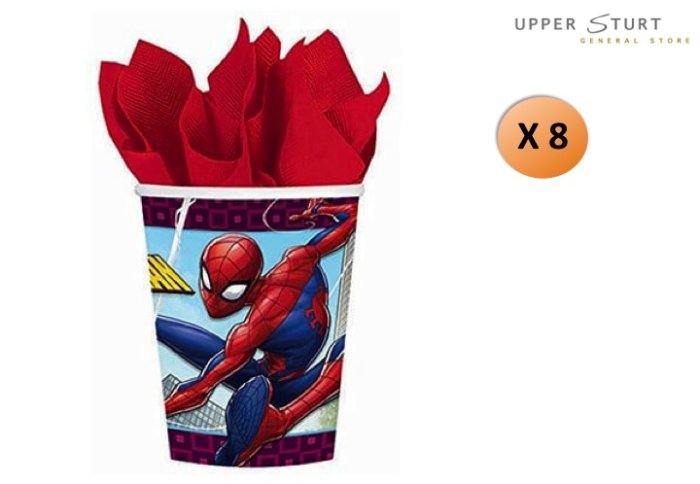 Spider-Man Webbed Wonder 266ml Cups 8 Pack Birthday Party Supplies
