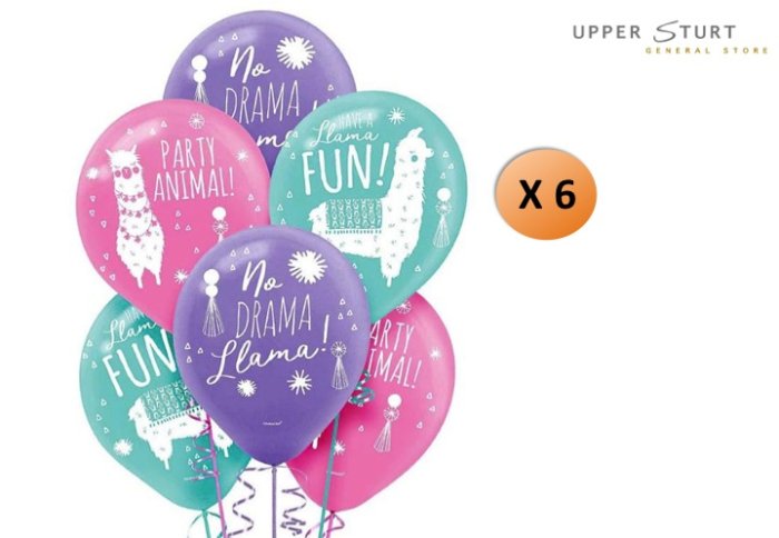 Llama Fun Latex Balloons 6 Pack Helium Quality Party Supplies