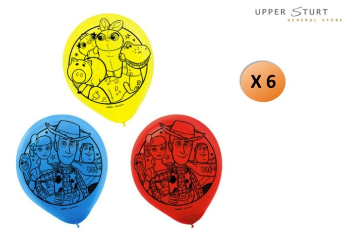 Toy Story 4 Latex Balloon 6 Pack Birthday Party Supplies