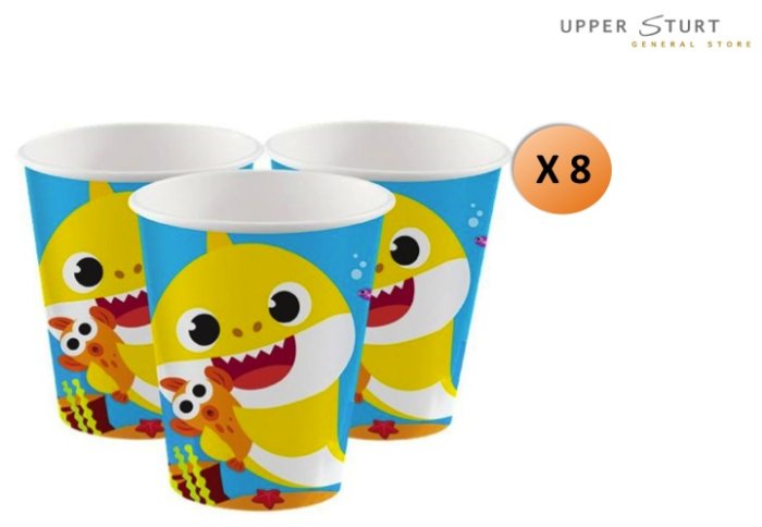 Baby Shark 266ml Paper Cups 8 Pack