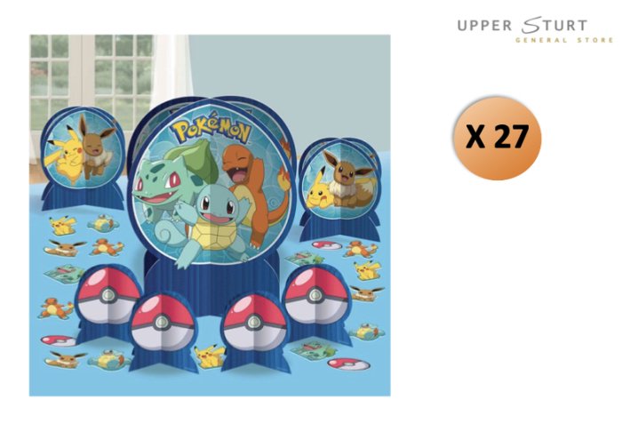 Pokemon Table Decorating Kit Ensemble Party Supplies. Cardboard 27 Pieces