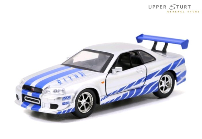 Fast and Furious 2002 Nissan Skyline GTR R34 Silver 1:24 Scale Hollywood Ride Jada Diecast