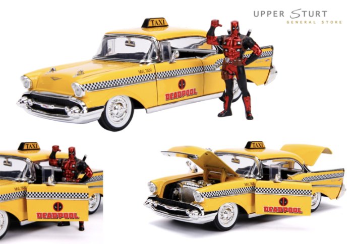 Deadpool With 1957 Chevy Bel Air Taxi 1:24 Scale Diecast EXPERT PACKAGING