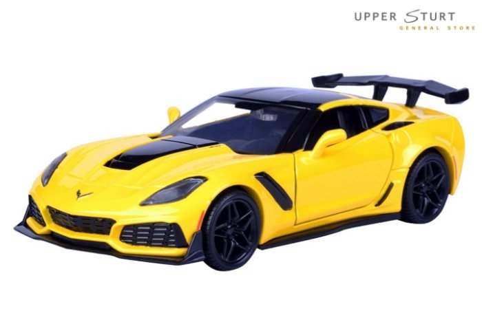 Corvette 2019 ZR1 1:24 Scale Motor Max Yellow Black Diecast EXPERT PACKAGING