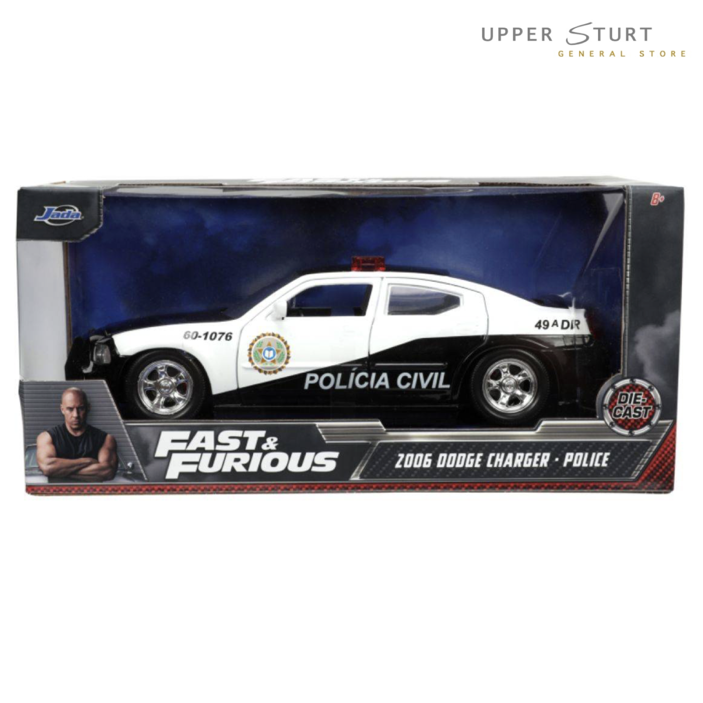 Jada 1/32 Fast & Furious 2006 Dodge Charger Police Car – Diecast Model, 2023, 33666, Black & White