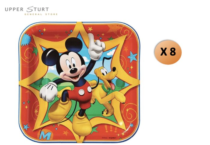 Mickey and Friends Square Dessert Plate 8 Pack Birthday Party Supplies