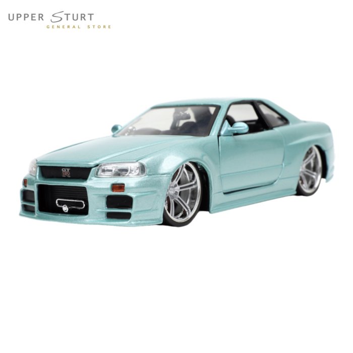 Fast and Furious 2002 Nissan Skyline GTR R34 Turquoise Metallic 1:24 Scale Jada Diecast EXPERT PACKAGING