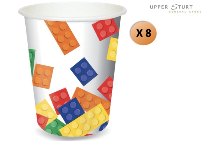 Lego Building Block Paper Cups - 8 Pack