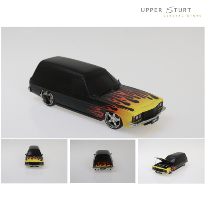 Black w/Flames HJ Holden Panelvan Custom Spectra Rides Light Up Plastic Sealed Body 1:24 Scale DDA