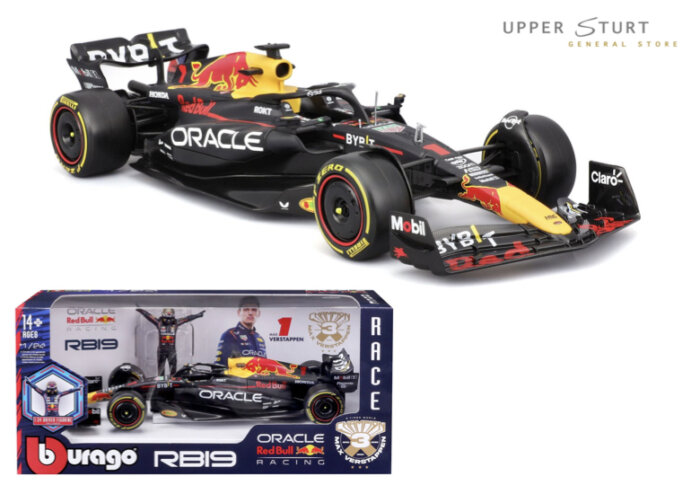 Bburago F1 with Driver 1:24 2023 Red Bull Racing RB19 with Verstappen Driver Figurine in WB EXPERT PACKAGING